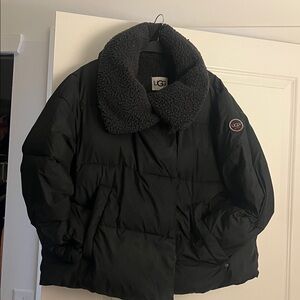 UGG Black Jacket with Plush Collar